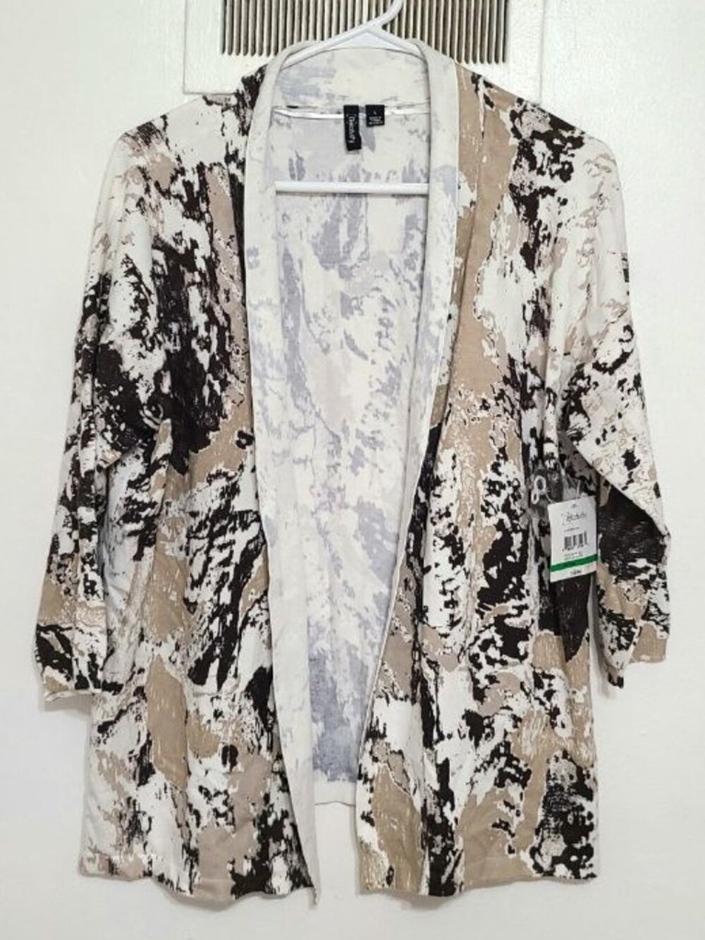 Abstract Open‑Front Cardigan